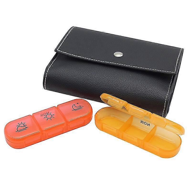 Seven Days A Week 21-compartment Black Pill Box Sorting Box Portable Plastic Compartment Ab