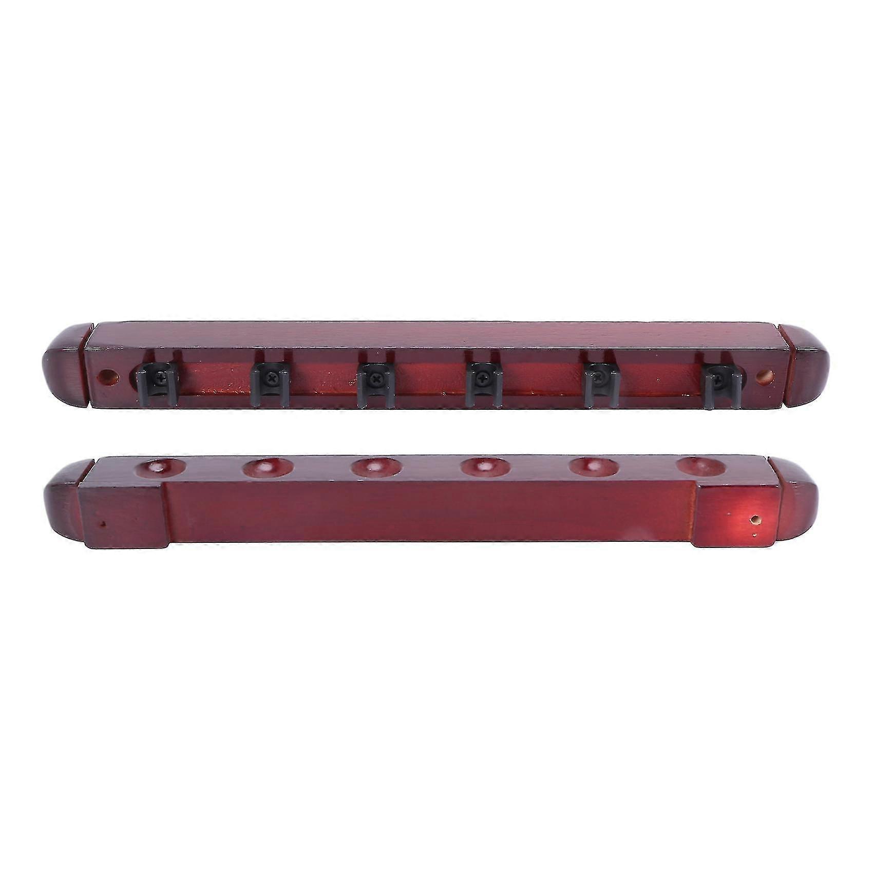 Billiard Pool Wall Mount Hanging 6 Cue Sticks Solid Wood Rack Holder