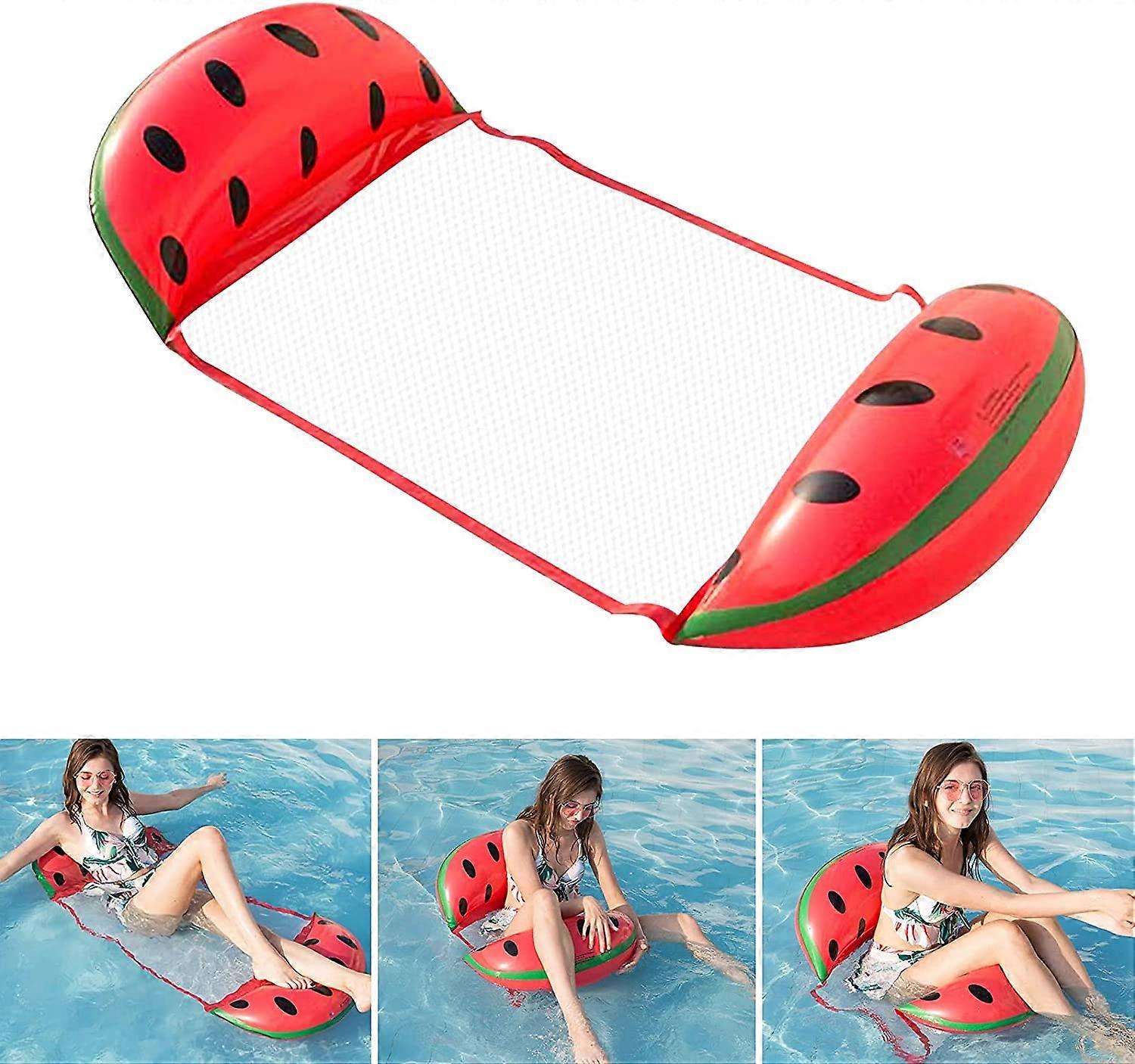 Inflatable Pool Float, Water Hammock, 4 in 1 Floating Inflatable Pool Hammock (Saddle, Lounger, Hammock and Dinghy), Portable Pool Float (Watermelon)