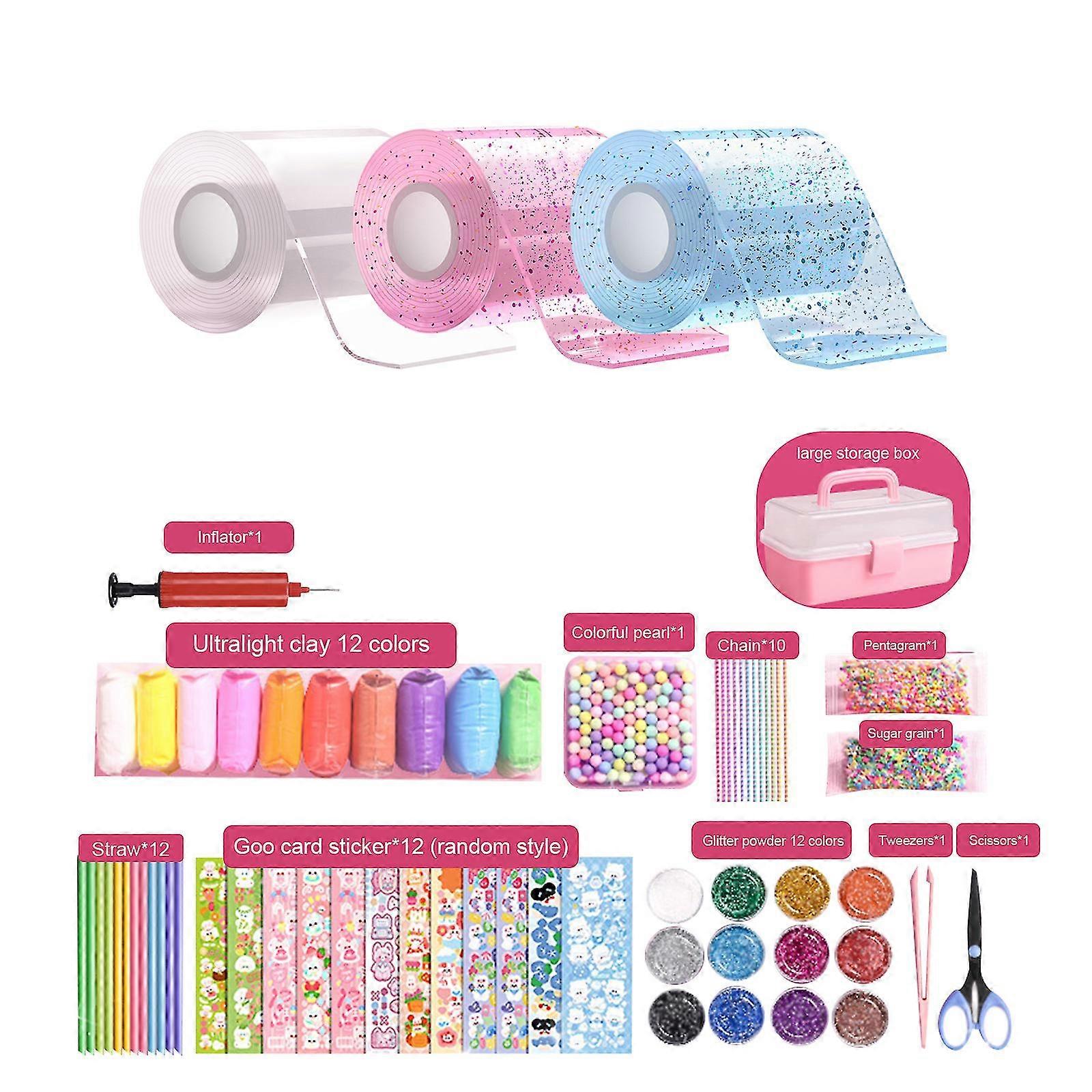 Nano Tape Bubble Kit para crianças com tutoriais em vídeo passo-a-passo, Nano Double Sided Adhesive Gel Grip Traceless Tape Nano Magical Tape Bubbles