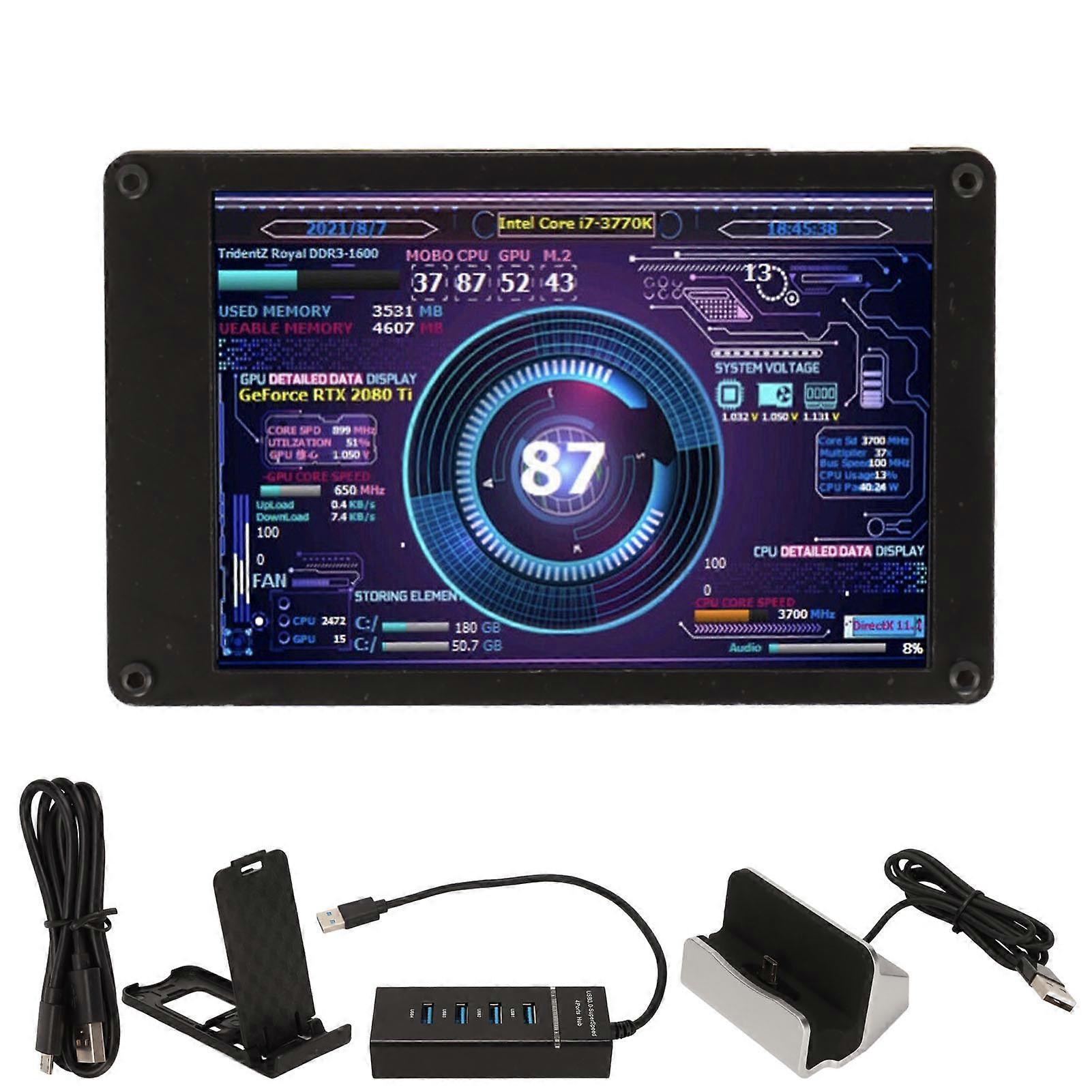 Computer-Temperaturmonitor 3,5-Zoll-Themen-Editor Einstellbare Helligkeit PC-CPU-Datenmonitor für GPU-RAM Internetwetter