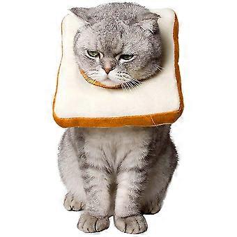 Adjustable Cat E-collar, Cute Toast Neck Cone After Surgery, Wound Healing Protective Cone Bread Surgery Recovery Elizabethan Collars, Soft Edge For K