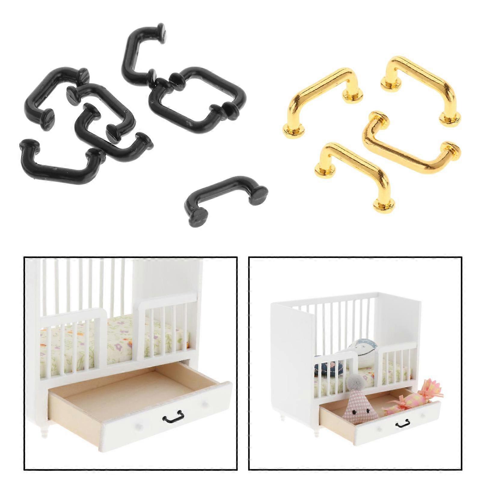 12pcs Retro Metal Drawer Handle Cabinet Pulls 1/12 Dollhouse DIY Life Scene