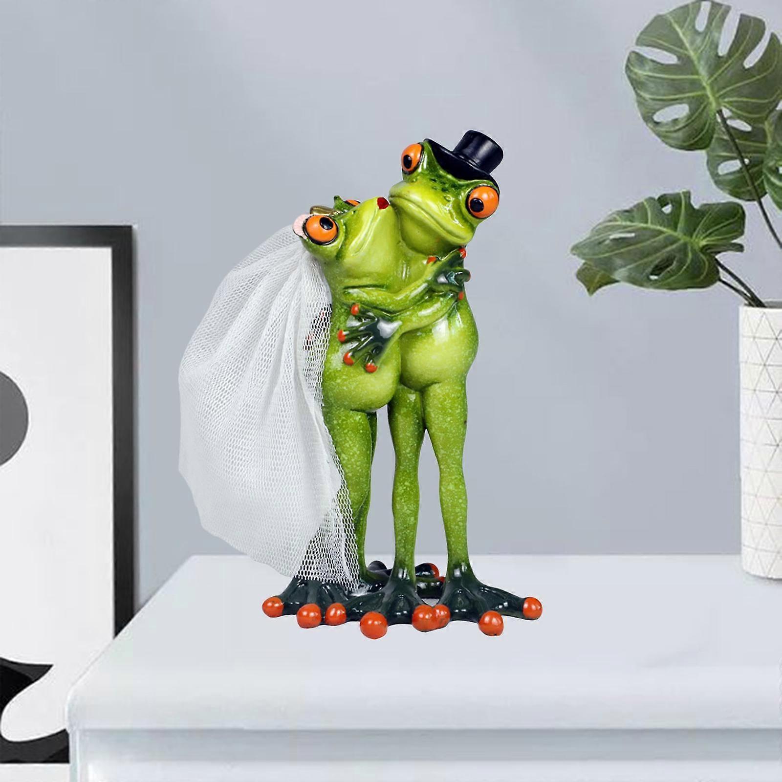 カップルカエル手綱像屋内屋外ガーデン彫像装飾収集可能なカエル置物像ヤード芝生彫刻装飾工芸品