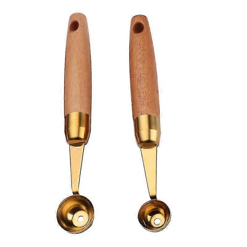 2pcs Wooden Handle Fruit Spoons Watermelon Digging Scoops Kitchen Tools