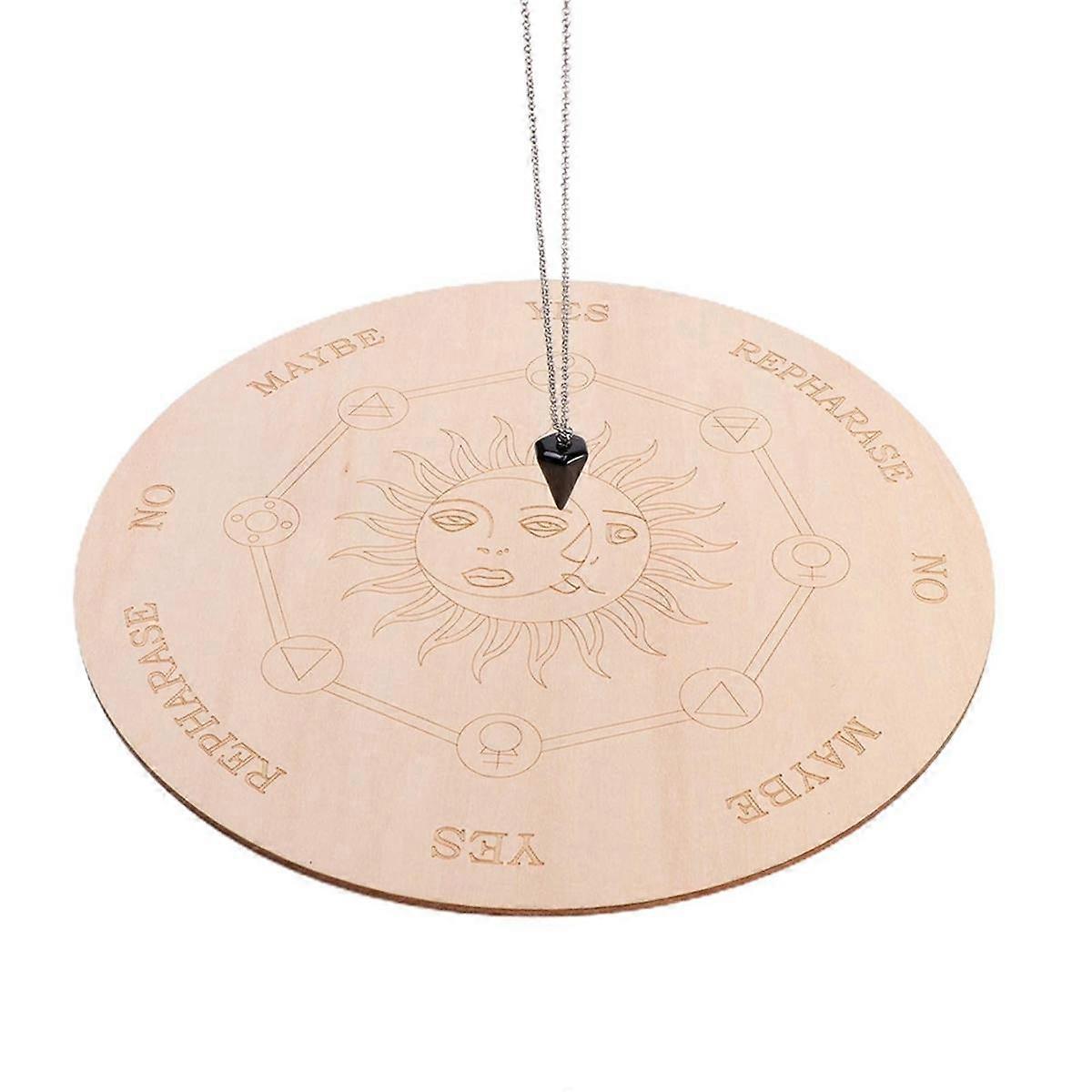 Star Pendulum Board Dowsing Divination Metaphysical Message Board Wooden Board with A Necklace, B