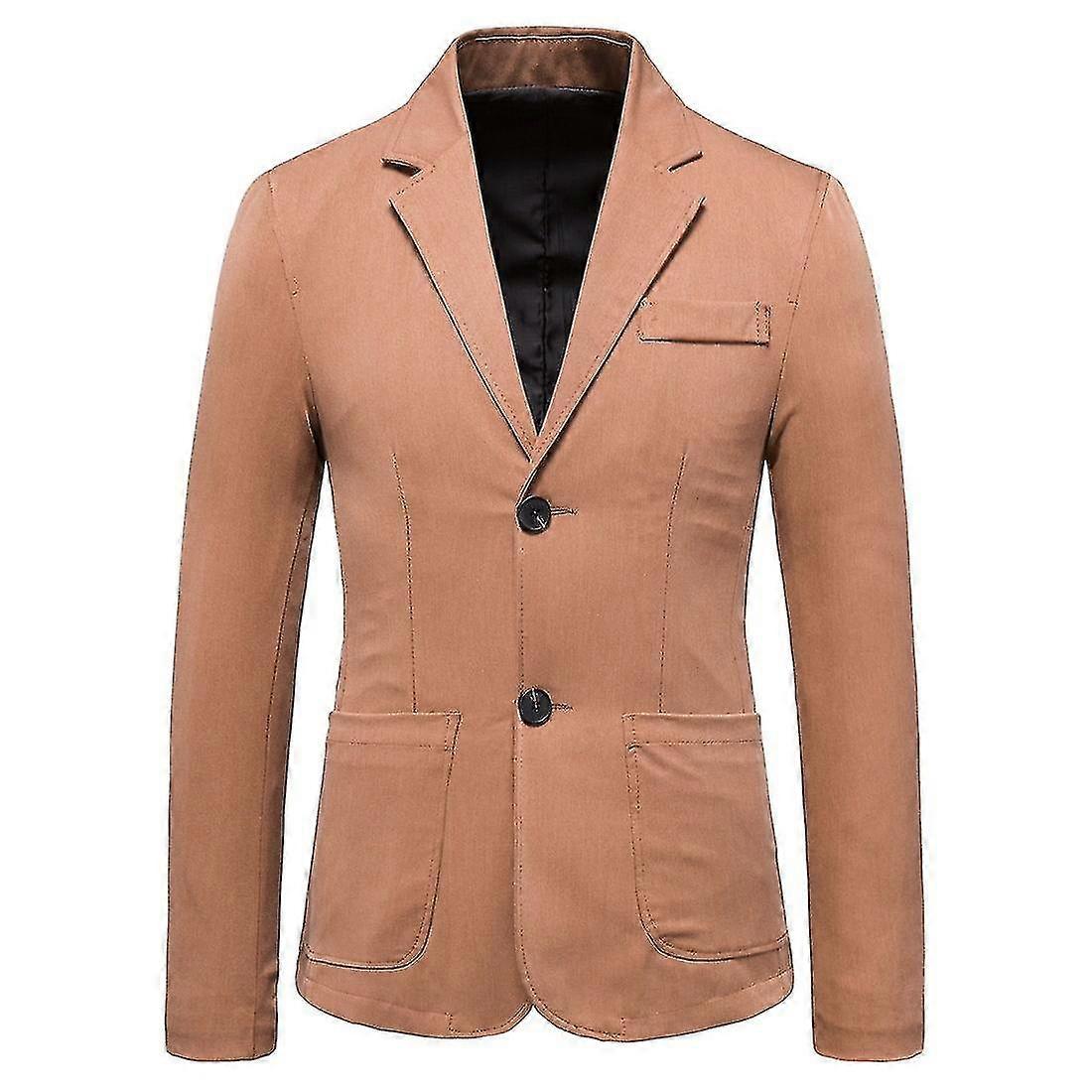 Männer Plain Zwei-Knopf Langarm Reversausschnitt Blazer Mantel Kleid Anzug Outwear