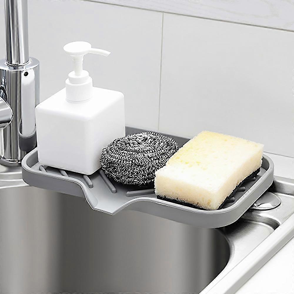 Fregadero de cocina Jabón Escurridor Rack Accesorios de baño Organizador Escurridor líquido Dispensador de jabón de rejilla Fregador Soporte de esponja de silicona
