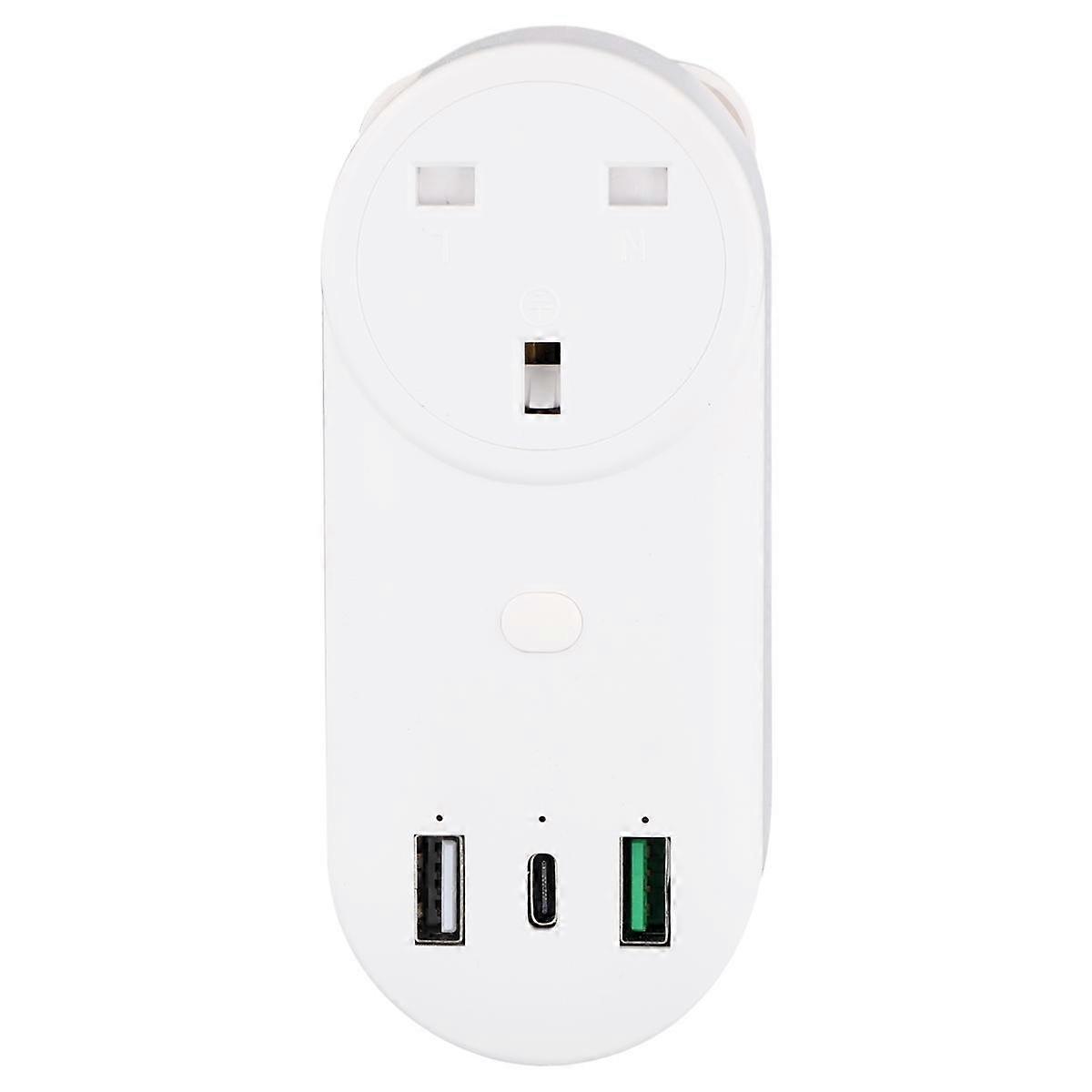 Smart Socket WiFi Plug 16A 2Hole USB+TypeC Outlets 65W Remote Control Compatible Alexa UK Plug