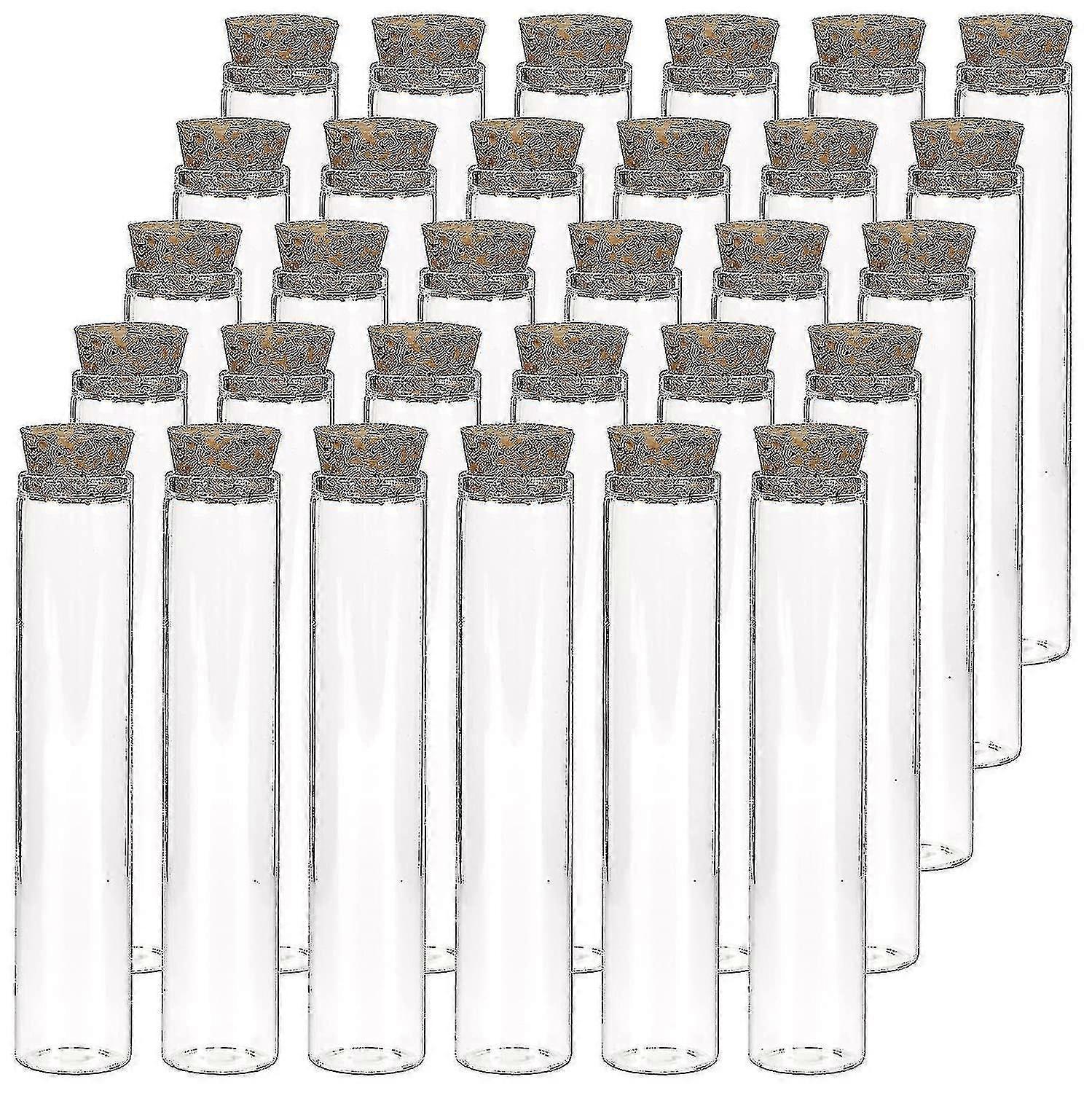 30pcs 25ml Glass Test Tubes, 20100mm Clear Flat Test Tubes With Cork Stoppers Comptiable With Scientific Experiments, Bath Salt And Candy Storage(bejo