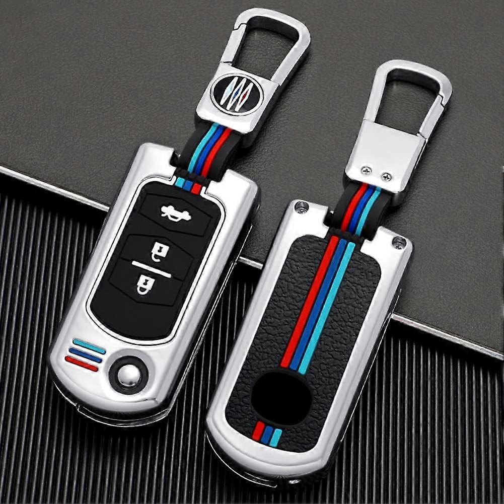 Zinc Alloy Car Key Cover Cases for Mazda Demio 2 3 5 6 M2 M3 M5 M6 CX-5 CX7 CX9 RX8 MX5 MPV 3 Buttons (Silver)