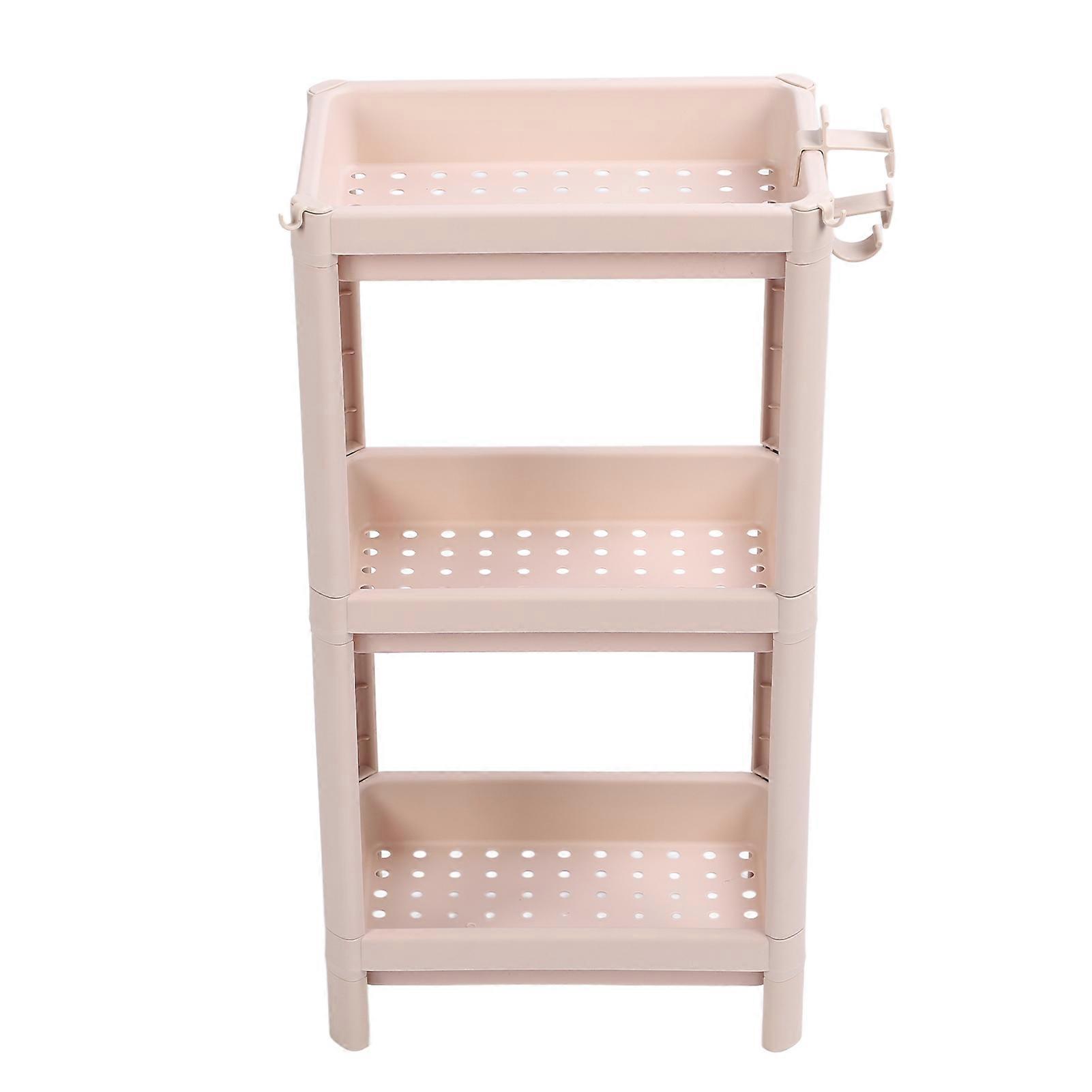 Bathroom Floor Storage Shelf Multifunctional Multi Layer Stable Durable Freestanding Corner Rack Shelves Beige