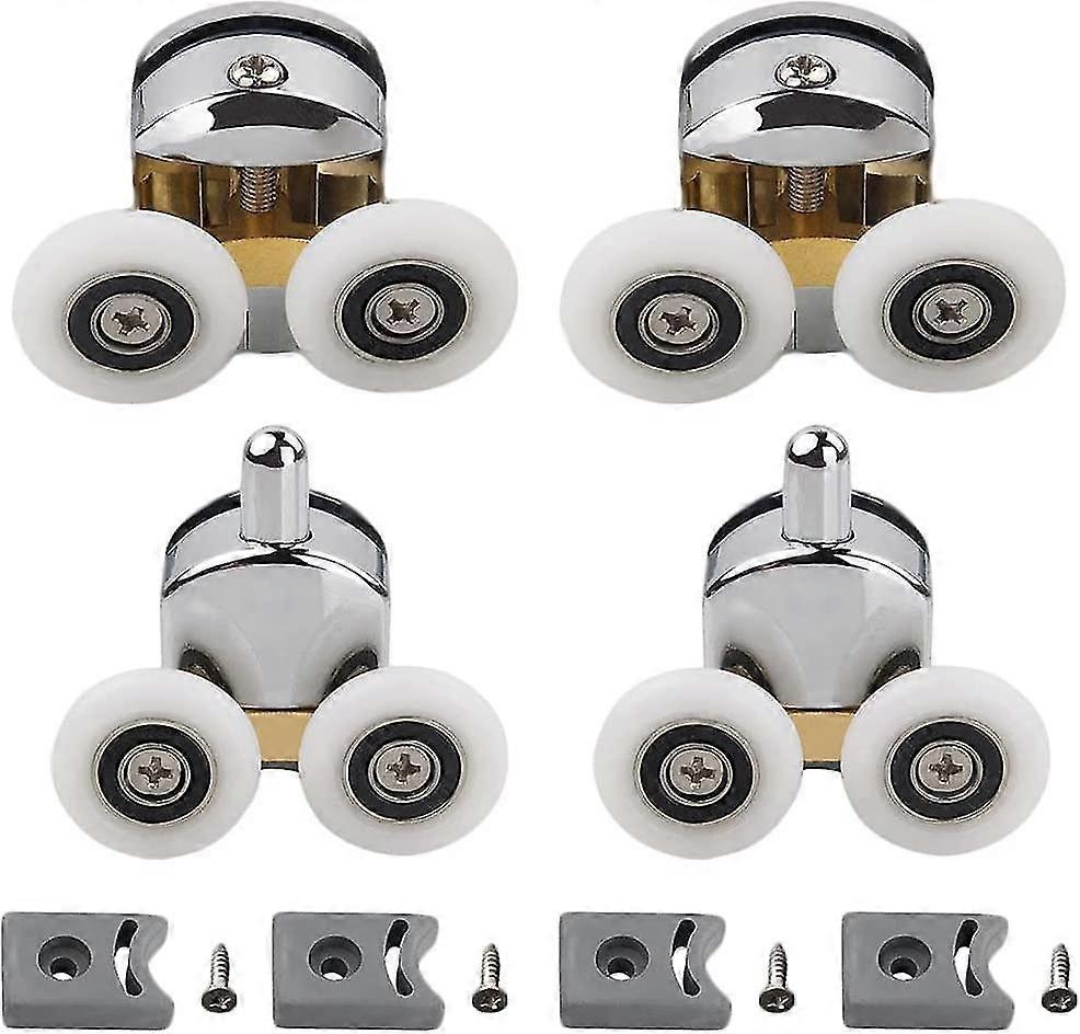 Shower Door Rollers,plastic,for Diy 4-6mm Glass,23mm Diameter(2 Upper Rollers And 2 Lower Rollers)(23mm)