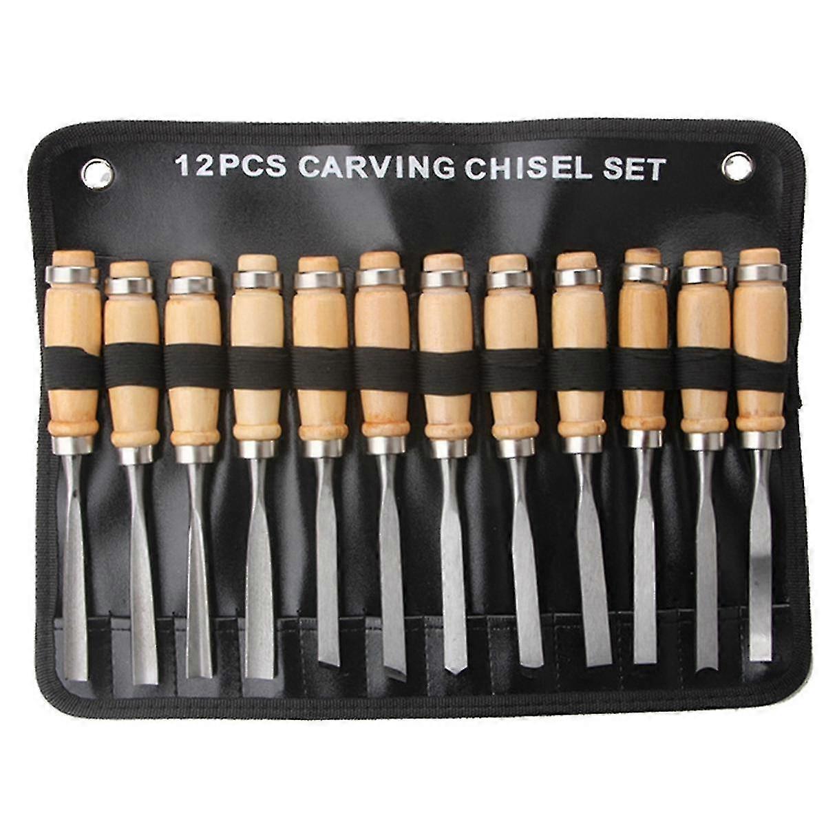 12-Piece Tool Wood Carving Knife Carving Chisel Manual Root Carving Woodworking Chisel Set Wood Carving Tools