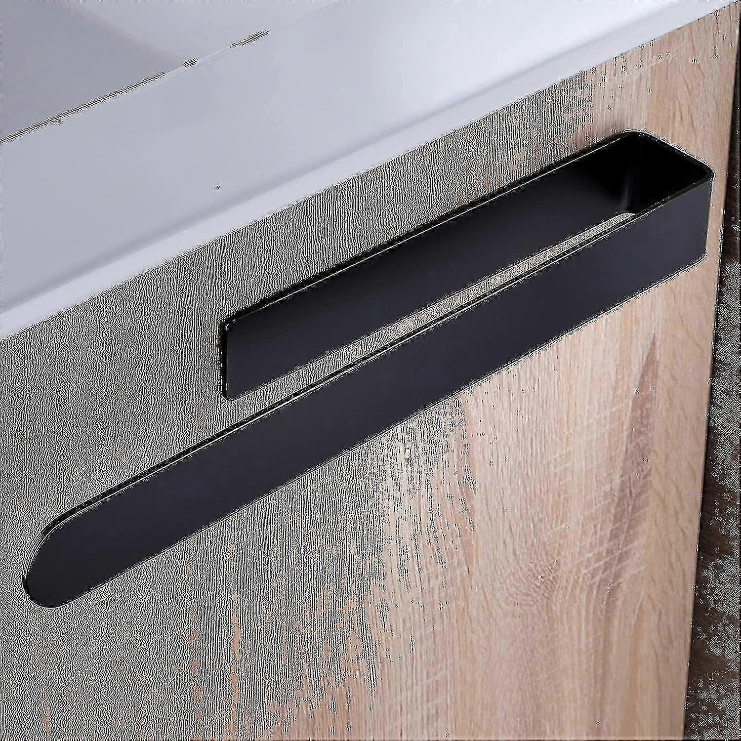 穴あけなしバスルームタオルラック自己接着タオルラックステンレス鋼37cmブラックGuanguan