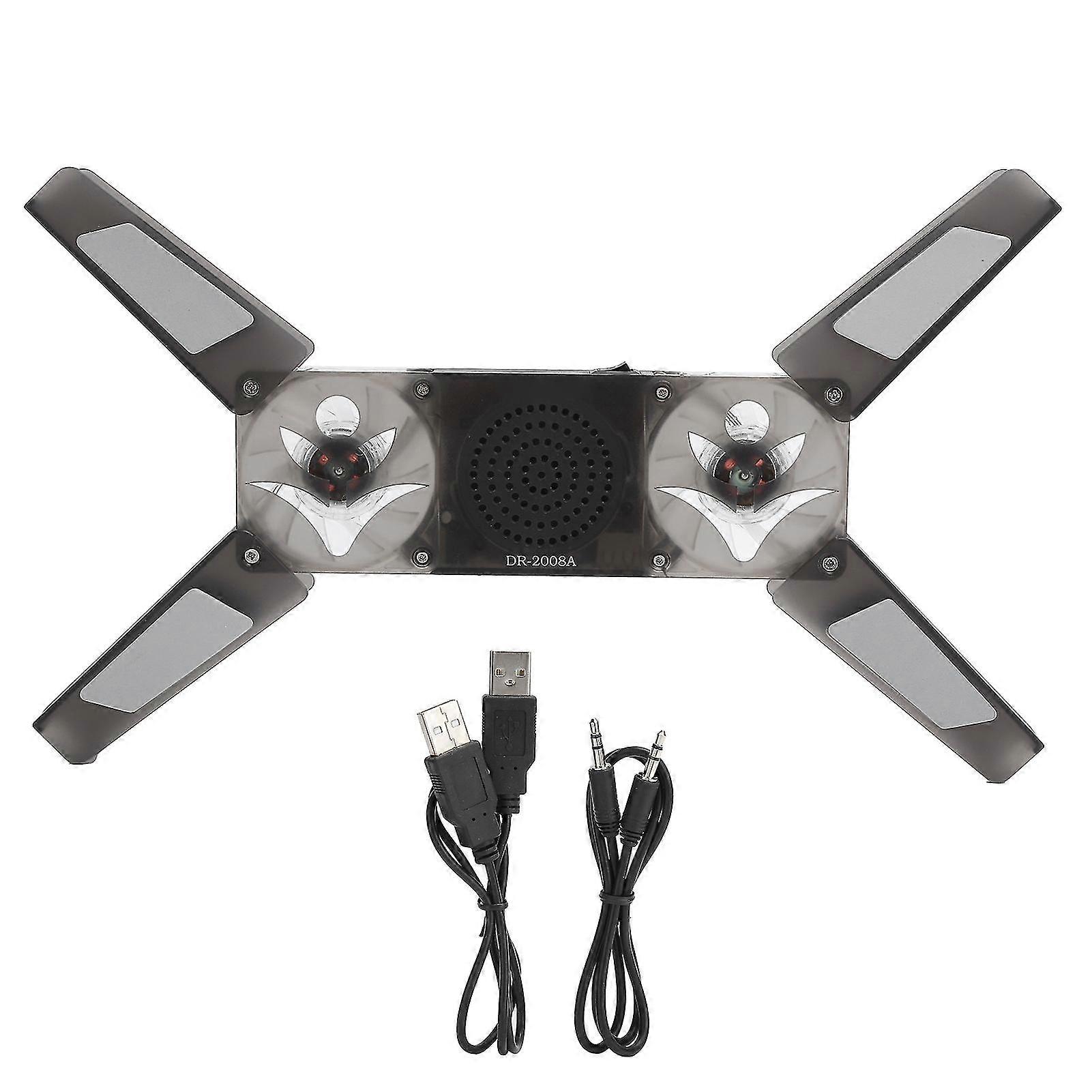 Foldable Laptop Cooling Pad with Transparent Fans, LED Blue Light, and Speaker Stand