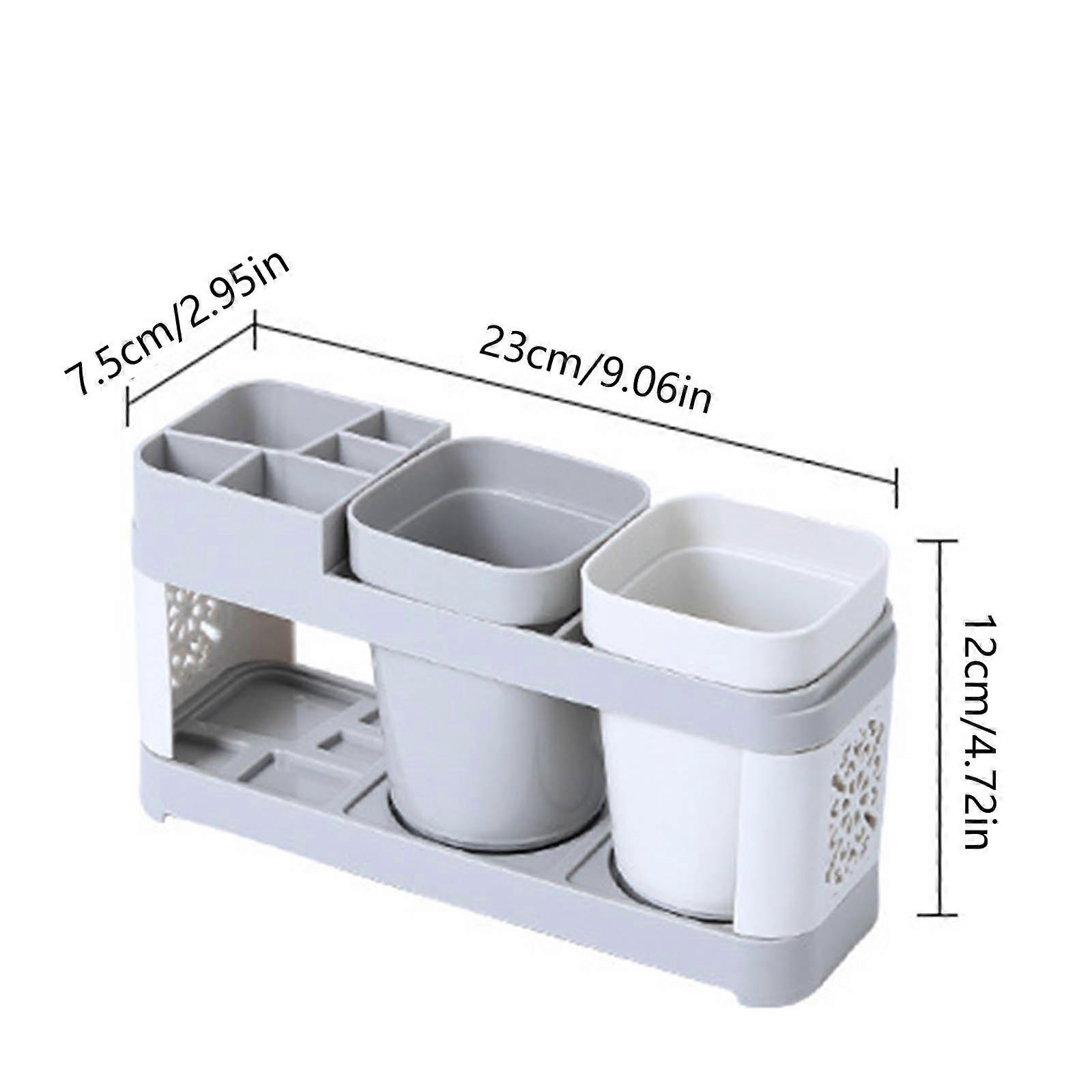 Toothbrush Stand Plastic Cup Set Shelf Bathroom Toothpaste Storage Rack