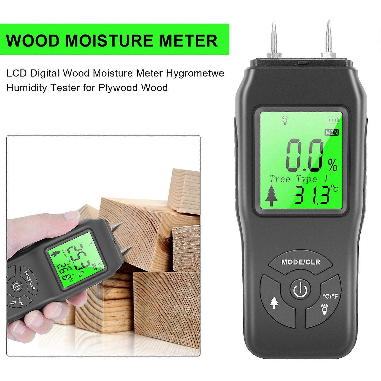 Digital Wood Moisture Meter Wood Humidity Water Leak Detector Moisture Tester Pin Type Hygrometer Timber With Data Preservation