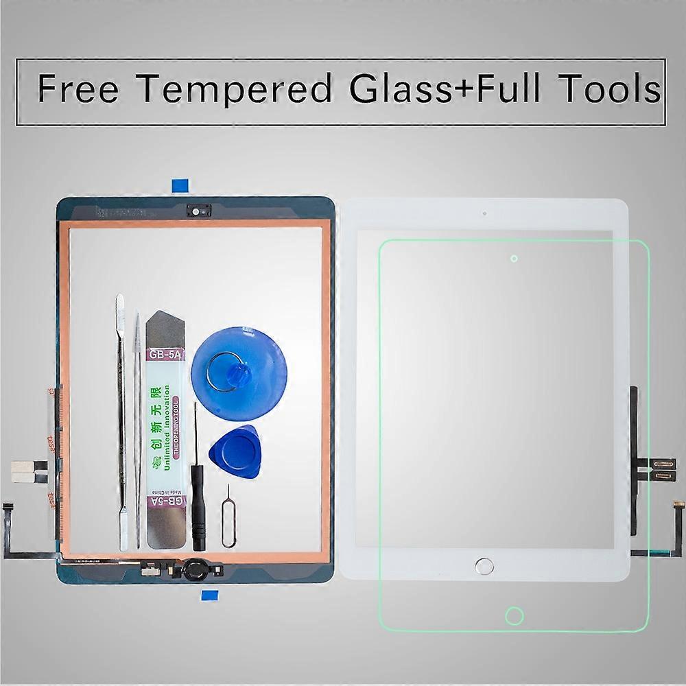 For iPad 9.7 2018 Version 6 6th Gen A1893 A1954 Touch Screen Digitizer Glass With Home Button +Tools+Tempered Glass