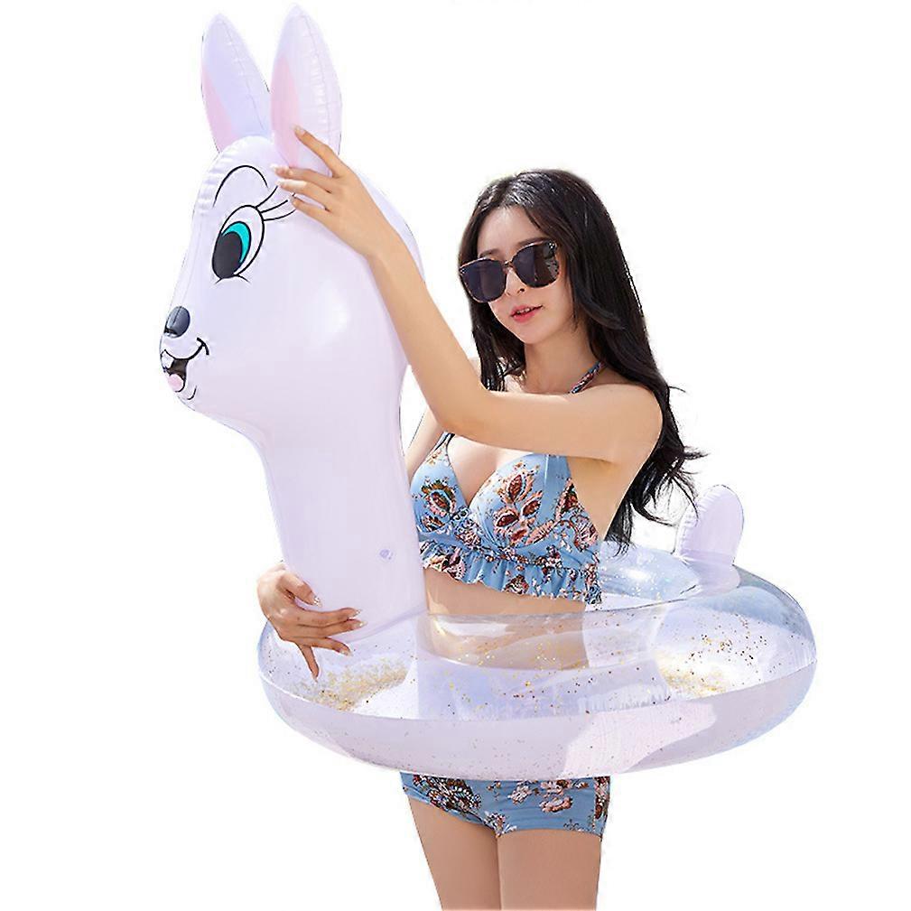 Rabbit Sequin Pool Float Inflatable Transparent Swimming Ring for Adults