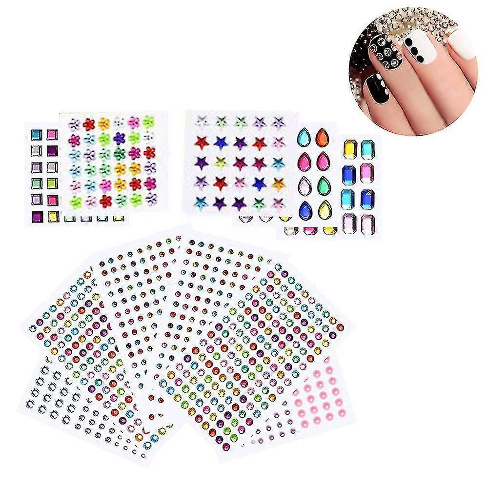 Self-adhesive Rhinestone Stickers, Acrylic Crystal Gem Sheets,11 Sheets