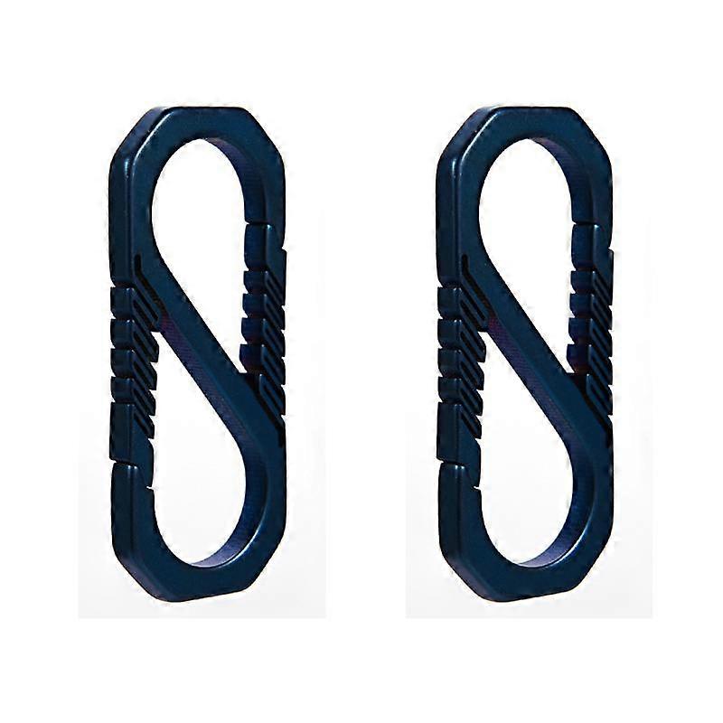 2Pcs Durable Titanium Alloy Keychain Car Key Holder Backpack Buckle Outdoor Carabiner Spring Snap Hook ClipBlue