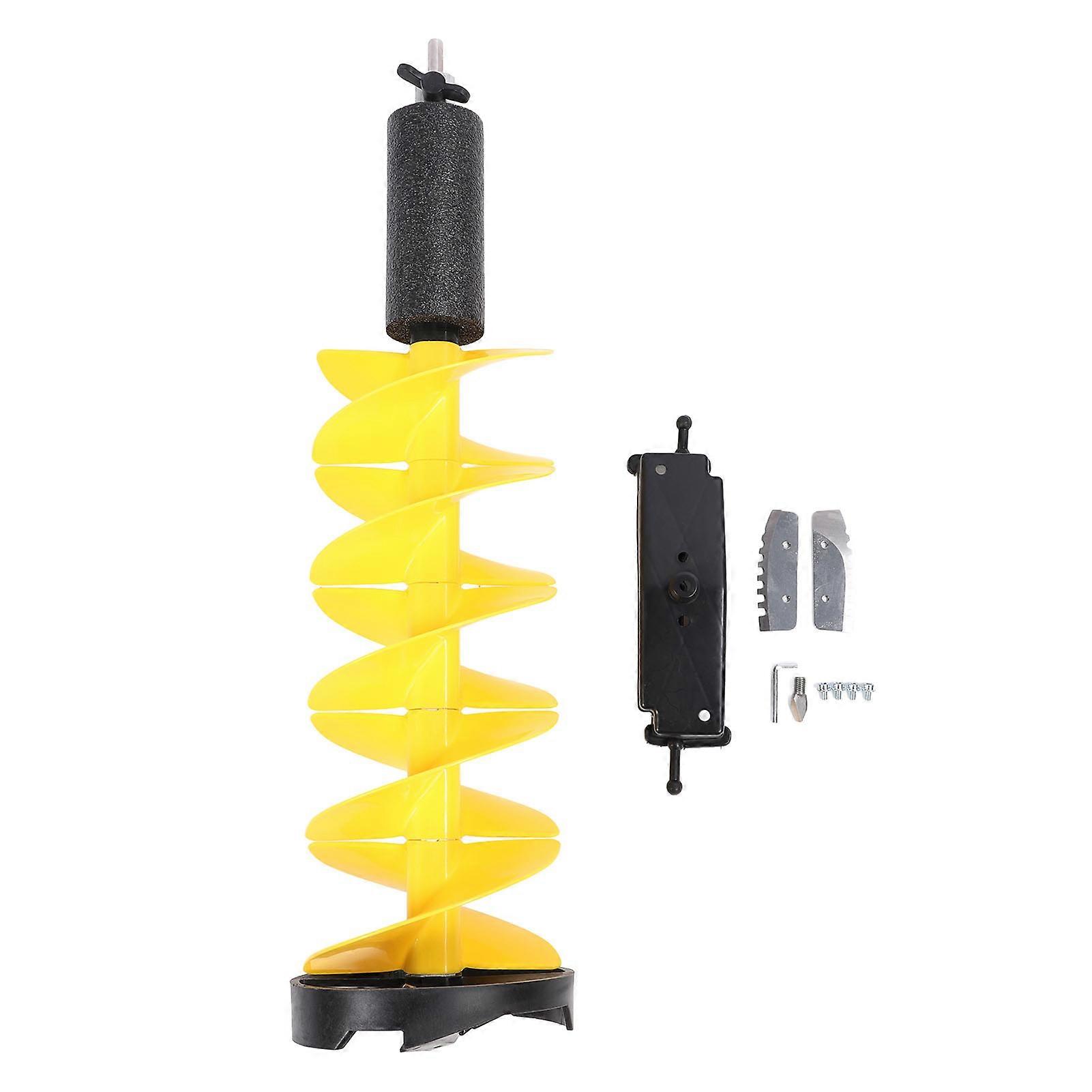 Winter Electric Auger Kit with Locating Nylon Floating Ice Breaking Spiral Drill Bit for Deep Water and Thick Ice Layer