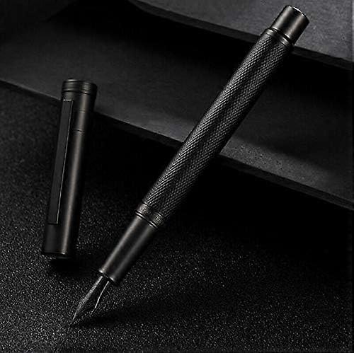 2025 Suitable Black Forest Fountain Pen Fine Nib Classic Design with Converter and Metal Pen Box Set by Hongdian
