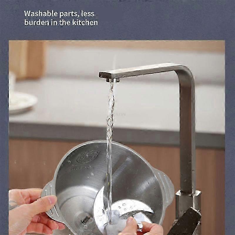 Rustfritt stål elektrisk kjøttkvern 3l blendere Multifunksjons Slicer Husholdningskvern Eu Plug