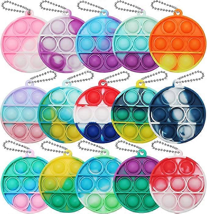 15 PCS Mini Fidget Keychain Toy Pop Bulk, Pop Fidget Keychain Stress Relief Toy, Push Bubbl Hand Toys Small Pop Fidget It Toy, Party Favors for Kids 8