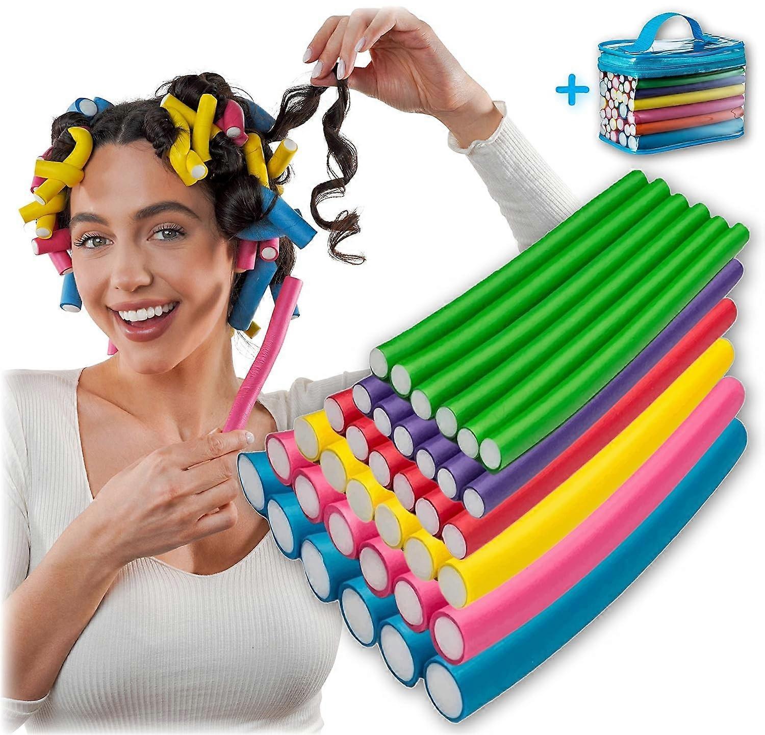 Beauty Salon No Heat Elastic Curling Iron Curler 42 Pack 7 Inch Soft Foam Curling Iron for Short Hai