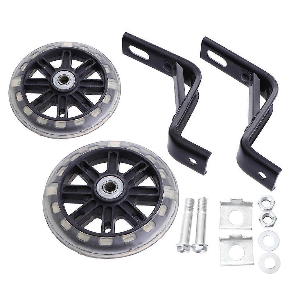 2 Pcs Luz piscando mudo crianças bicicleta acessórios de roda auxiliar com suporte de 12 polegadas (preto)