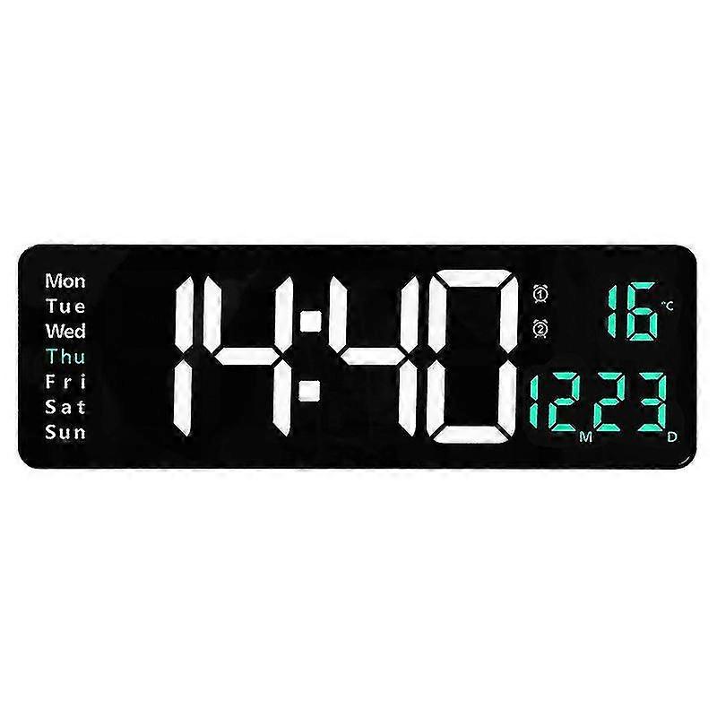 Digital Wall Clock Large Display,  Led Digital Clock With Temperature And Auto Dimming, Easy Track The Time, Date And Day Of Week, With Remote Control