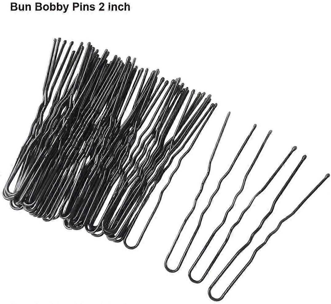 Bobby Pins U Forme Pinces à Cheveux Crips pour Femmes Filles et Coiffure Noir 2.5" 2 pouces