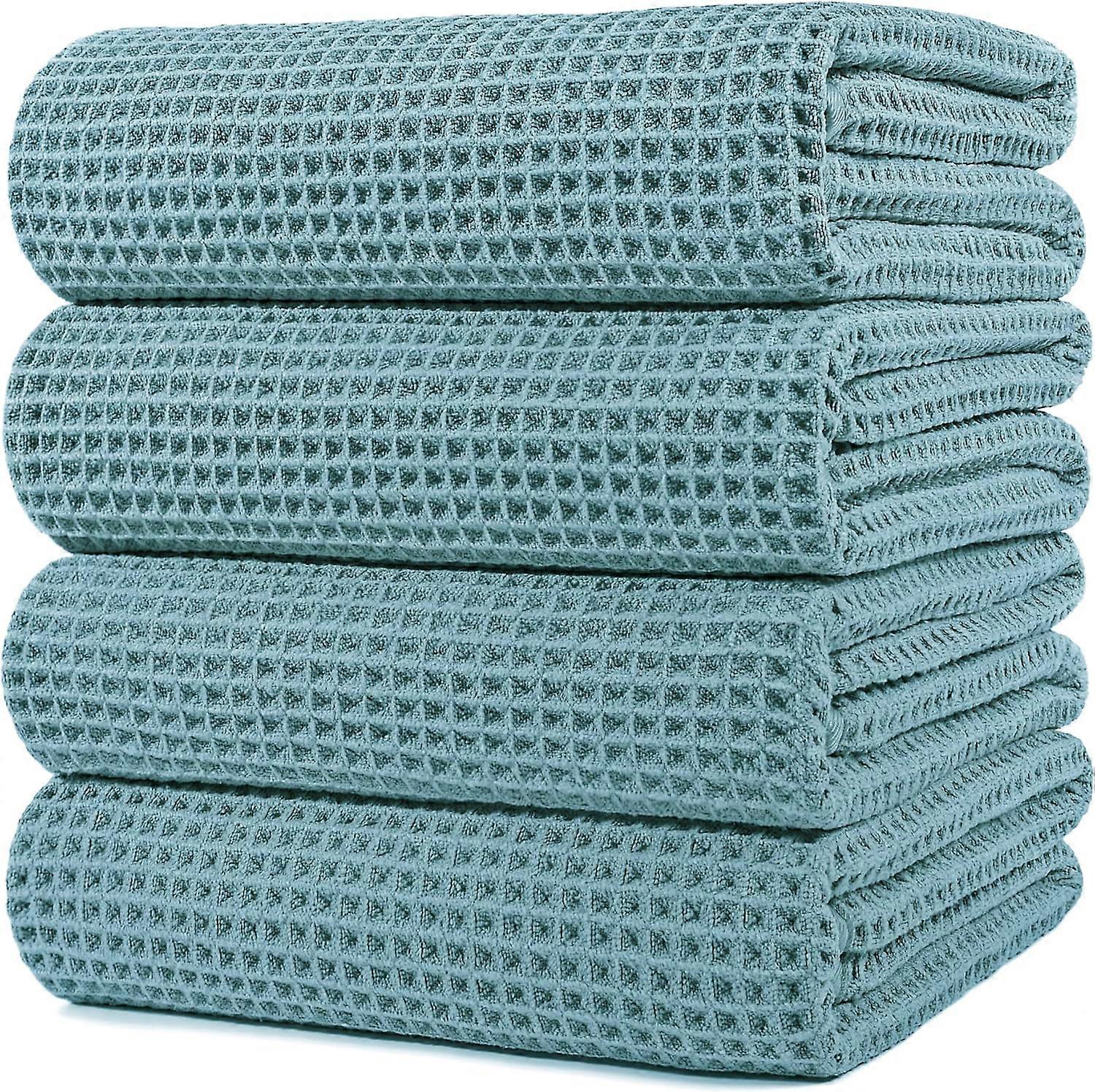 Anti-lint Microfiber Bath Towel - Quick Drying - Embossed Stitch - Green - Large