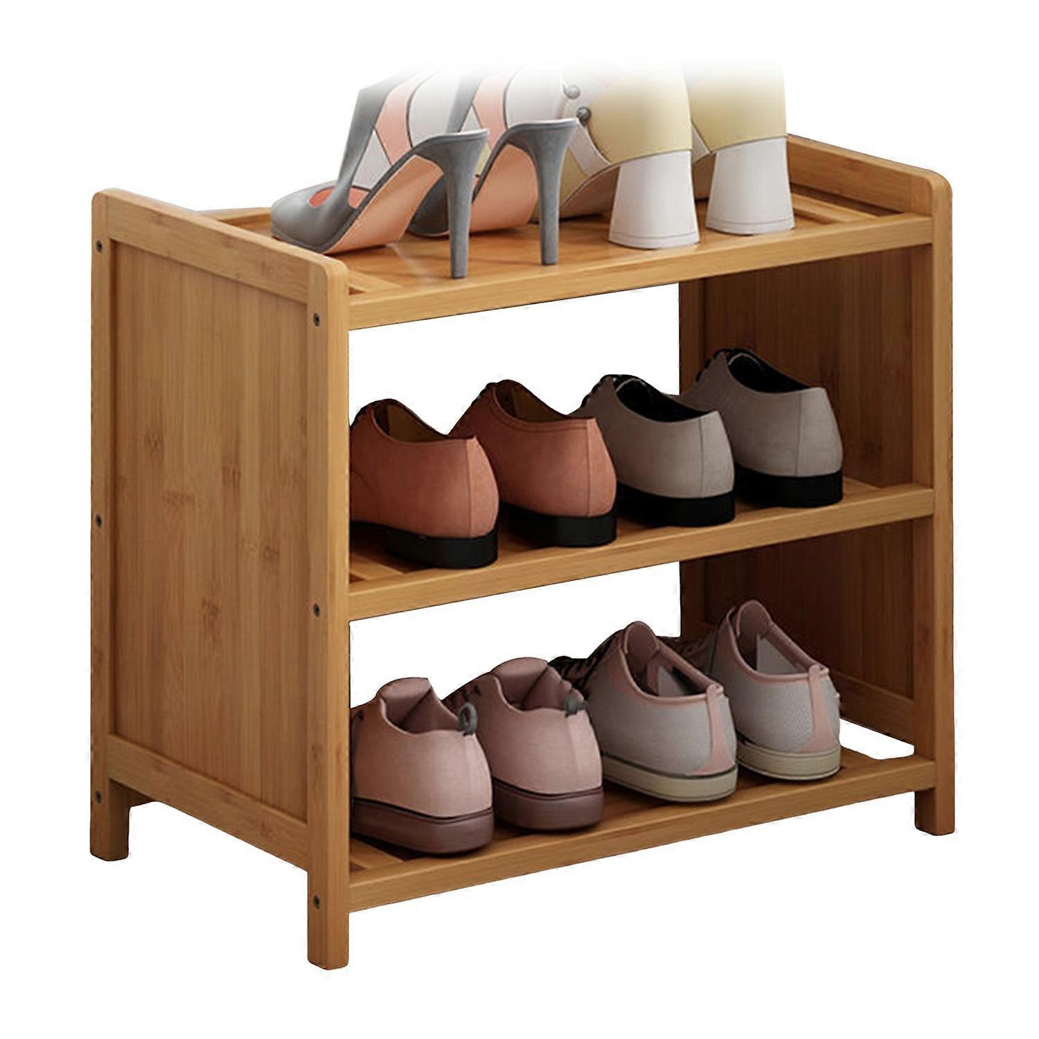 2-Tier Small Shoe Rack Organizer Smooth Edge Burr Free Easy Assembly Home Entryway Organization Shoe
