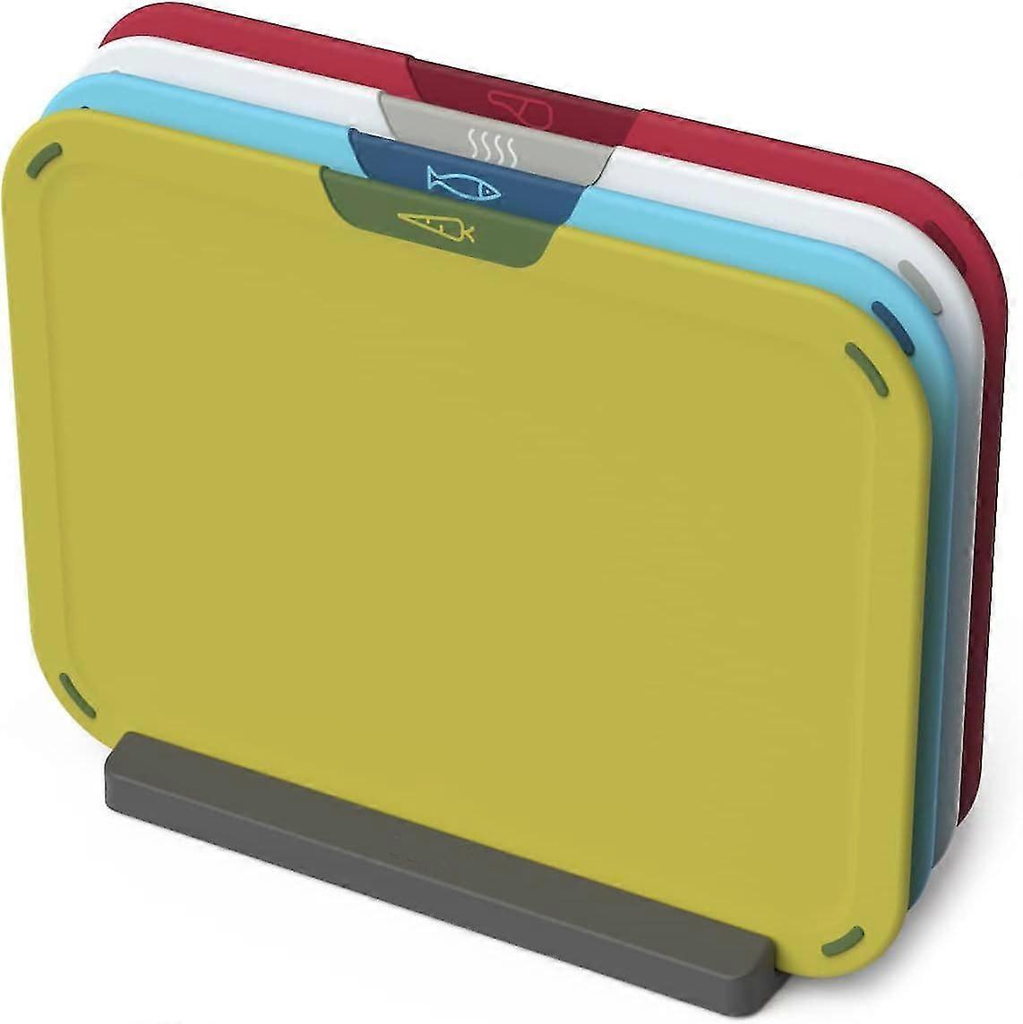 4-piece colour coded Chopping Board Set with Storage Stand, Multicolour