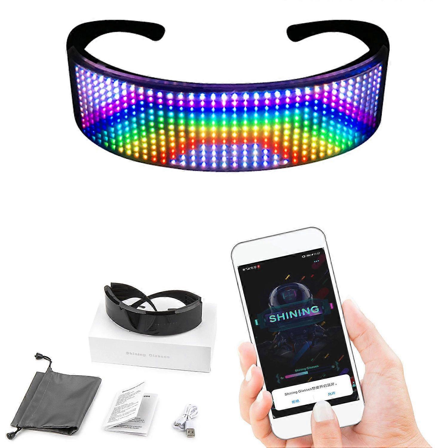Lunettes Bluetooth LED personnalisables pour l’affichage clignotant adulte Animation de texte DIY