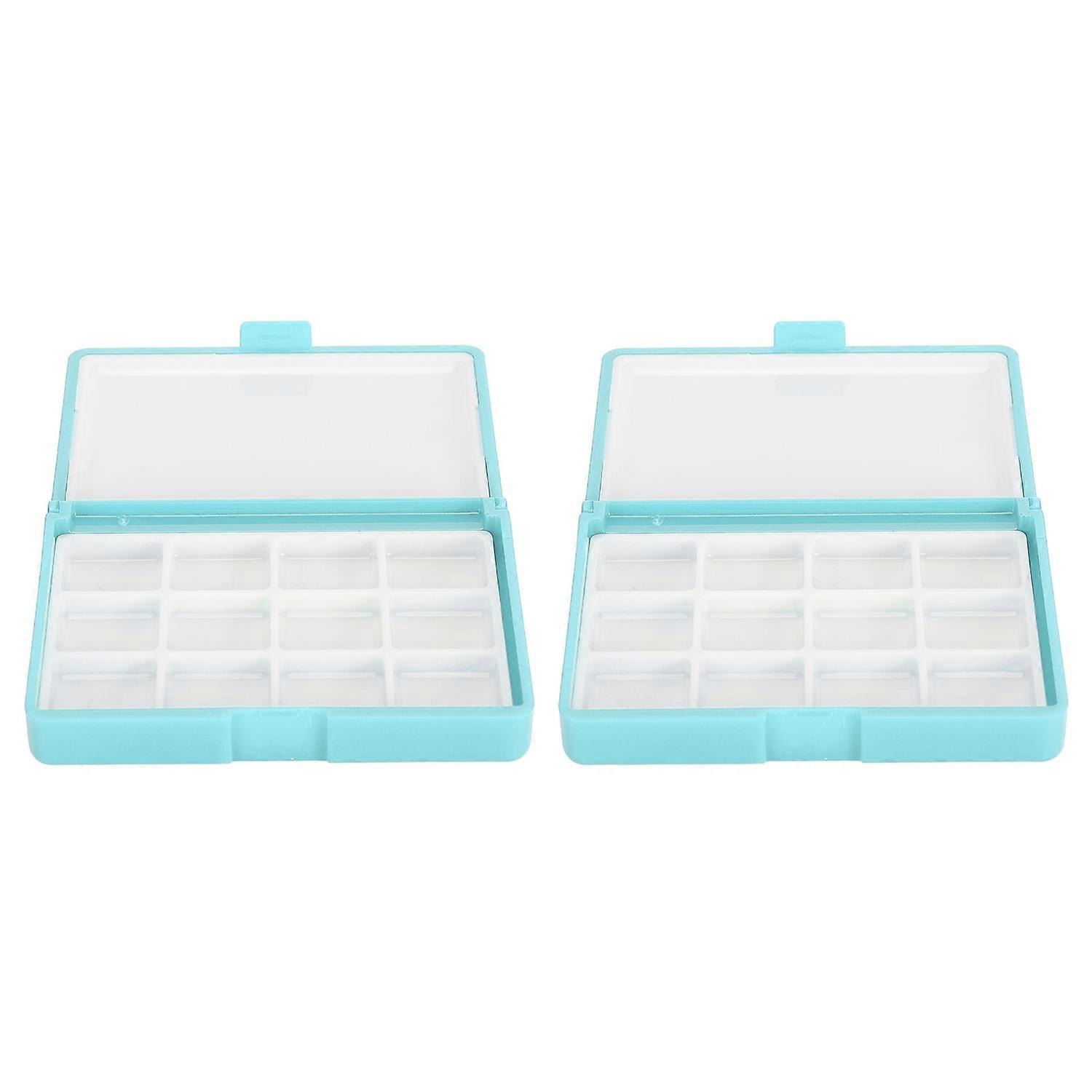 2pcs Empty Watercolor Box Paint Storage Palettes Box Portable Plastic Painting Pigment Box For Acryl
