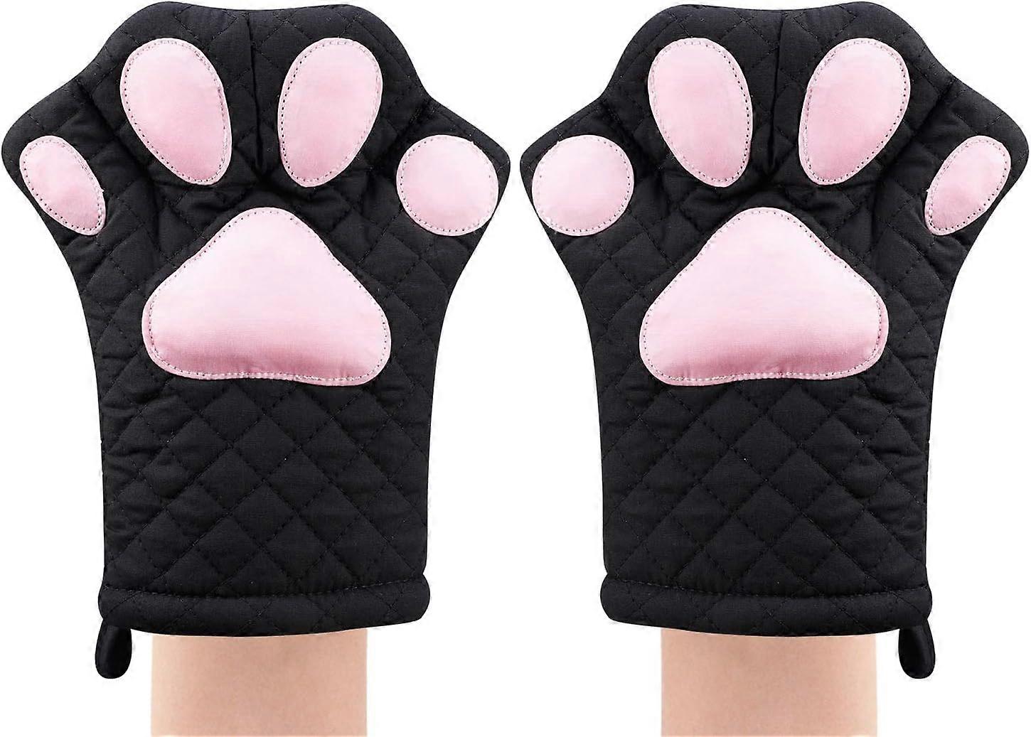 Cat Design Heat-Resistant Quilted Cotton Oven Mitts For Grilling And Baking, One Size, Cat Pattern, Machine Washable