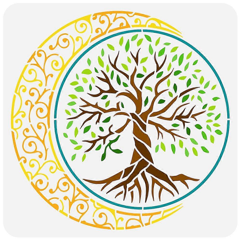 PET Hollow Out Drawing Painting Stencils for DIY Scrapbook Photo Album Tree of Life Pattern 30x30cm