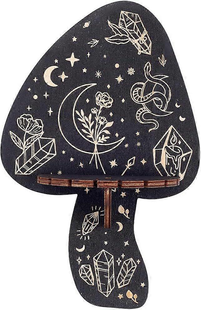 Mushroom Crystal Shelf Display Wooden Wall Crystal Shelf Snake Floating Shelves Dowsing Pendulum Holder Stand Witchy Stuff Storage Display for Hanging