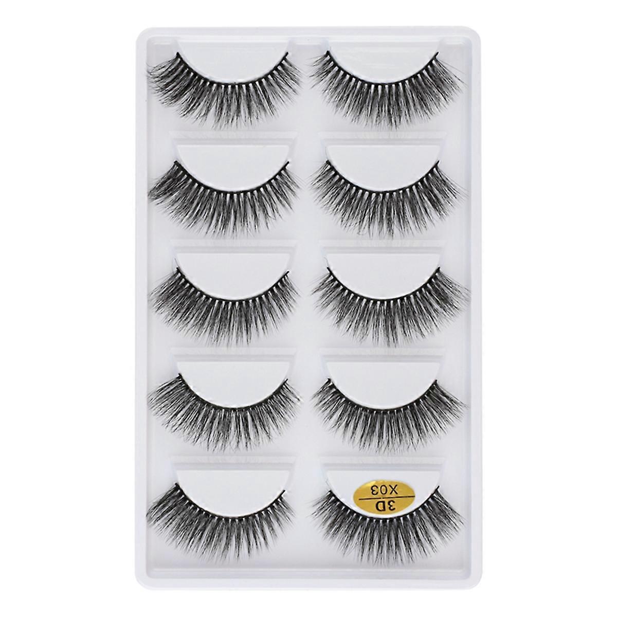 3DX-03 5 Pairs Natural Soft 3D False Eyelashes Handmade Fake Eye Lashes Faux Cils Make Up