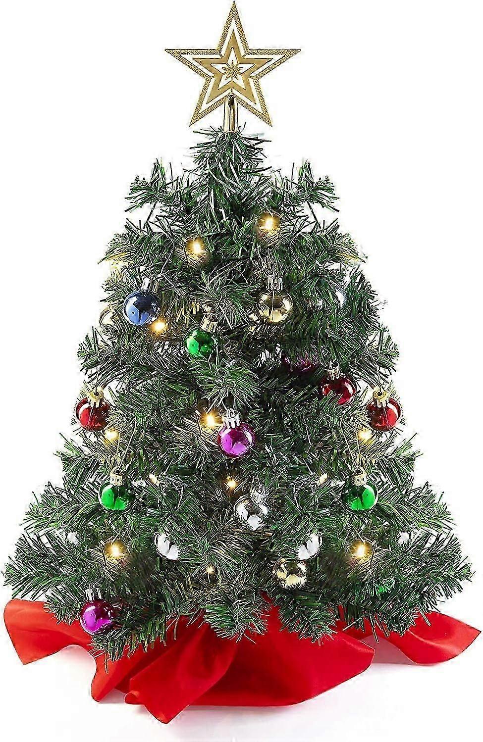 Small Artificial Tabletop Christmas Tree with LED Lights
