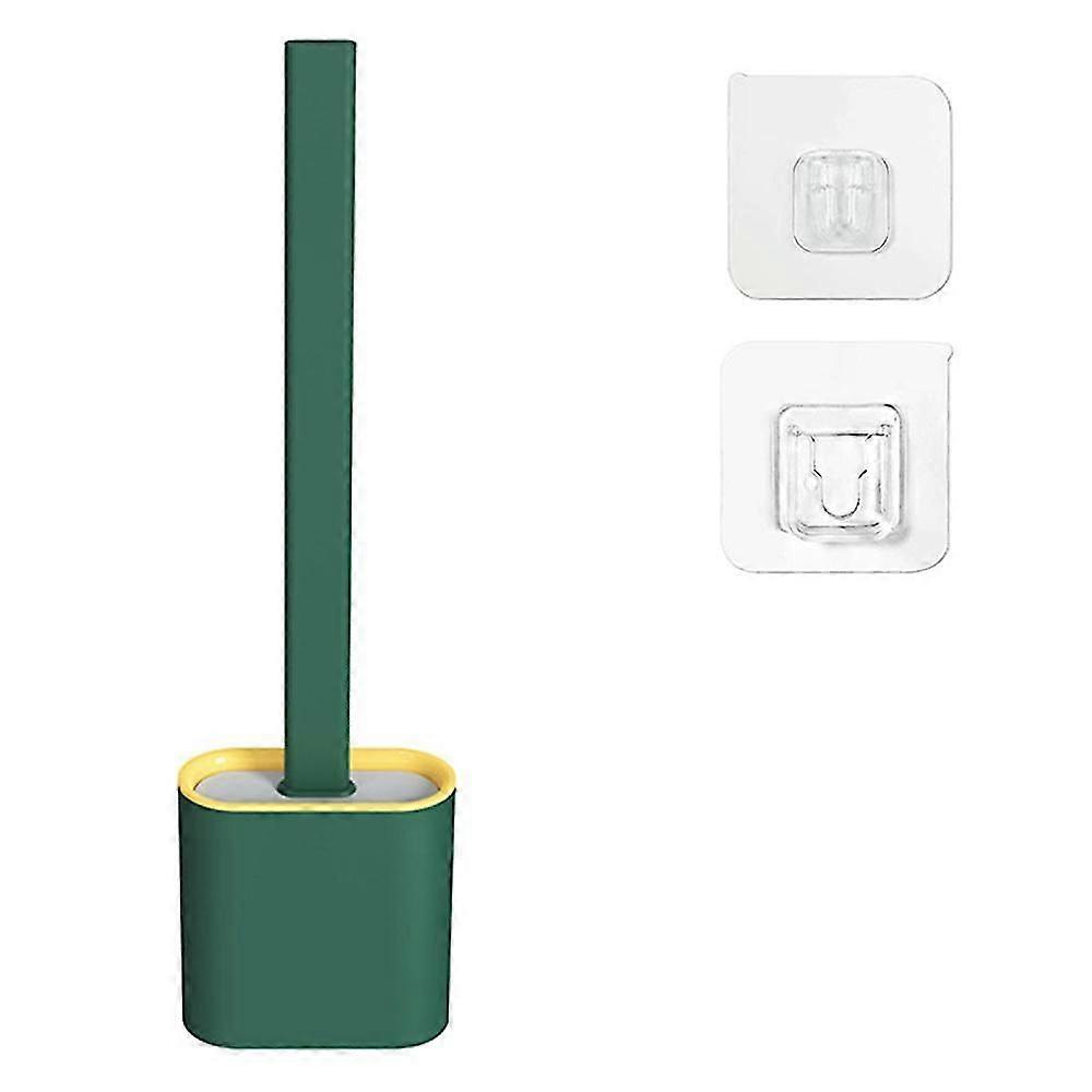 Wall Mounting Silicone Flex Toilet Brush,wall Toilet Wand No-slip Long Handle Soft Silicone Bristle Clean Toilet Corner Easily