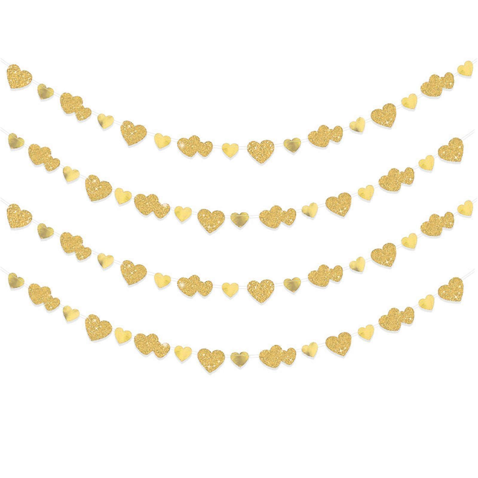 4pcs gold glitter sized love banners