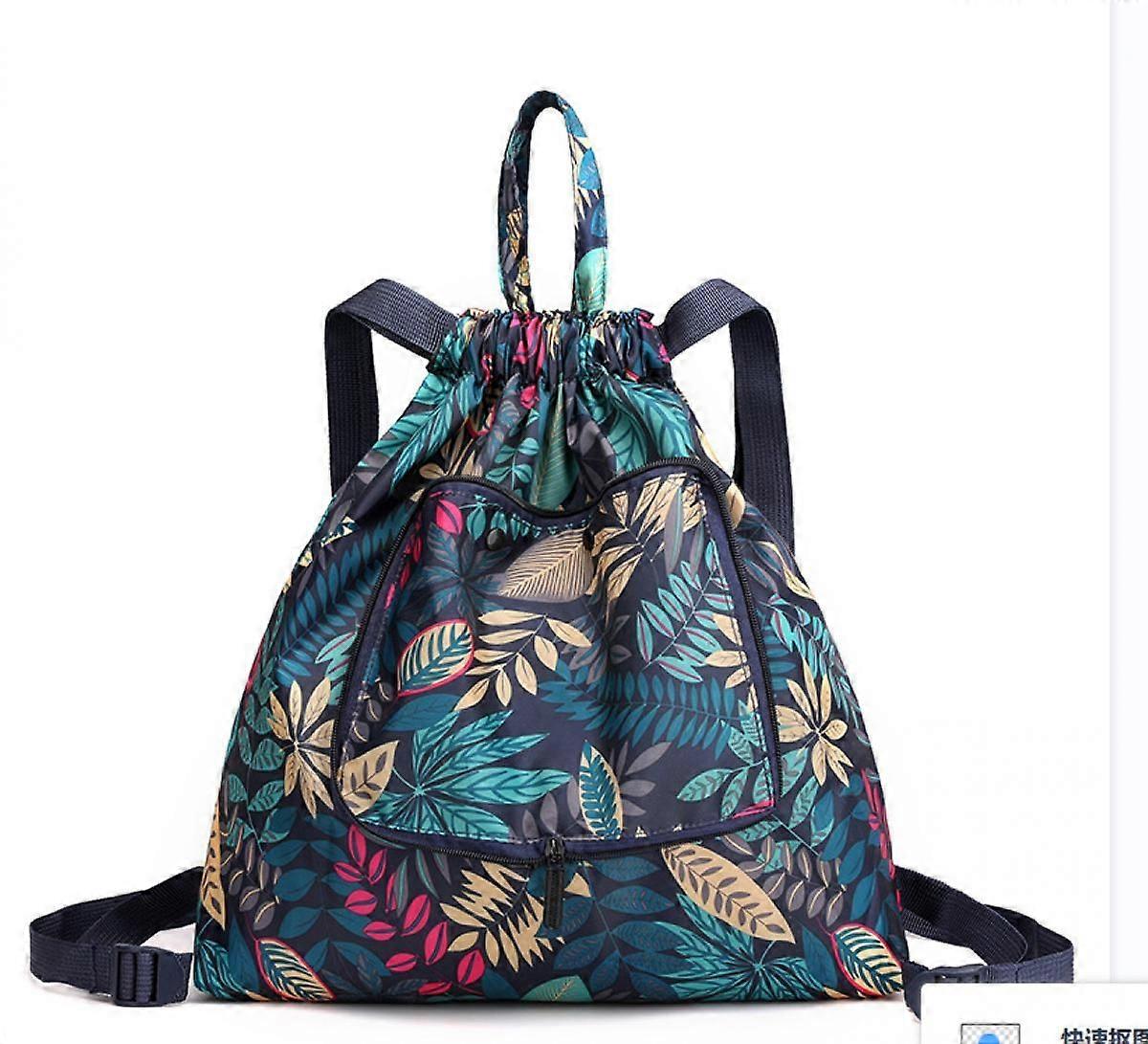 Drawstring Bag Backpack Lightweight Waterproof Drawstring Bag, Foldable Gym Bag for Shopping Trips, Suitable for Women, Men(Leaf)