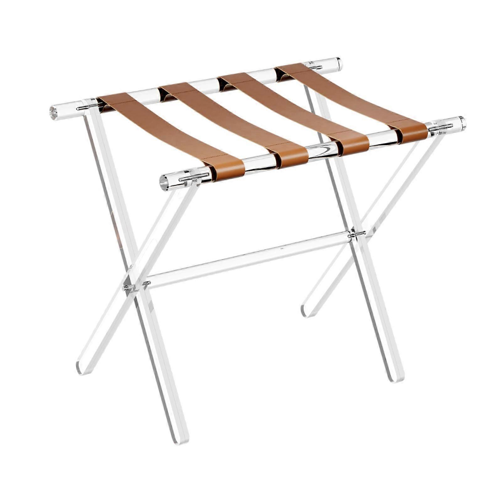 Rack de Armazenamento de Bagagem de Acrílico Resistente Portátil Moda Mala de Viagem Marrom com alças