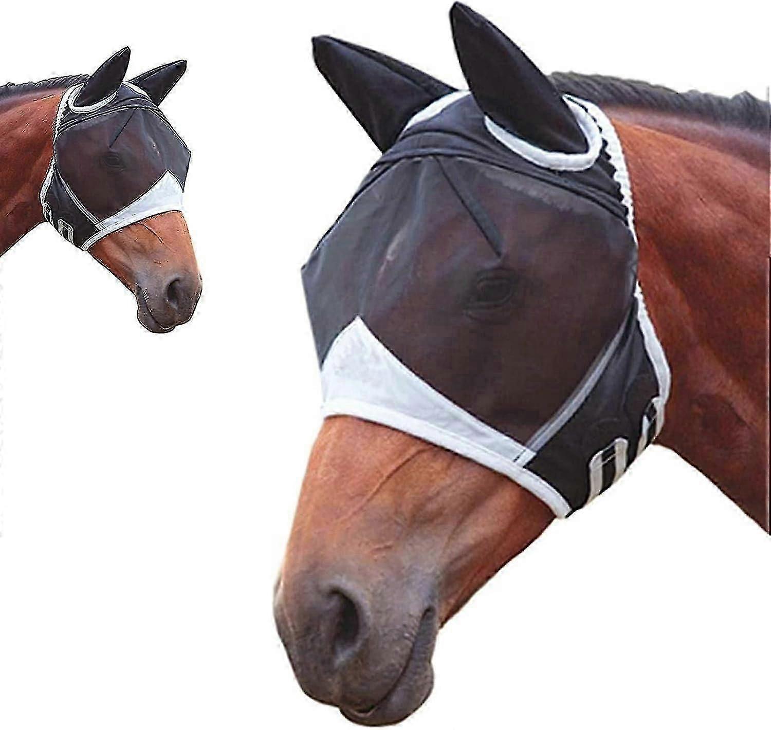 Anti-mosquito Mask For Horses Uv Protection (l) Mosquito Repellent Mask For Horses With Ears Breathable