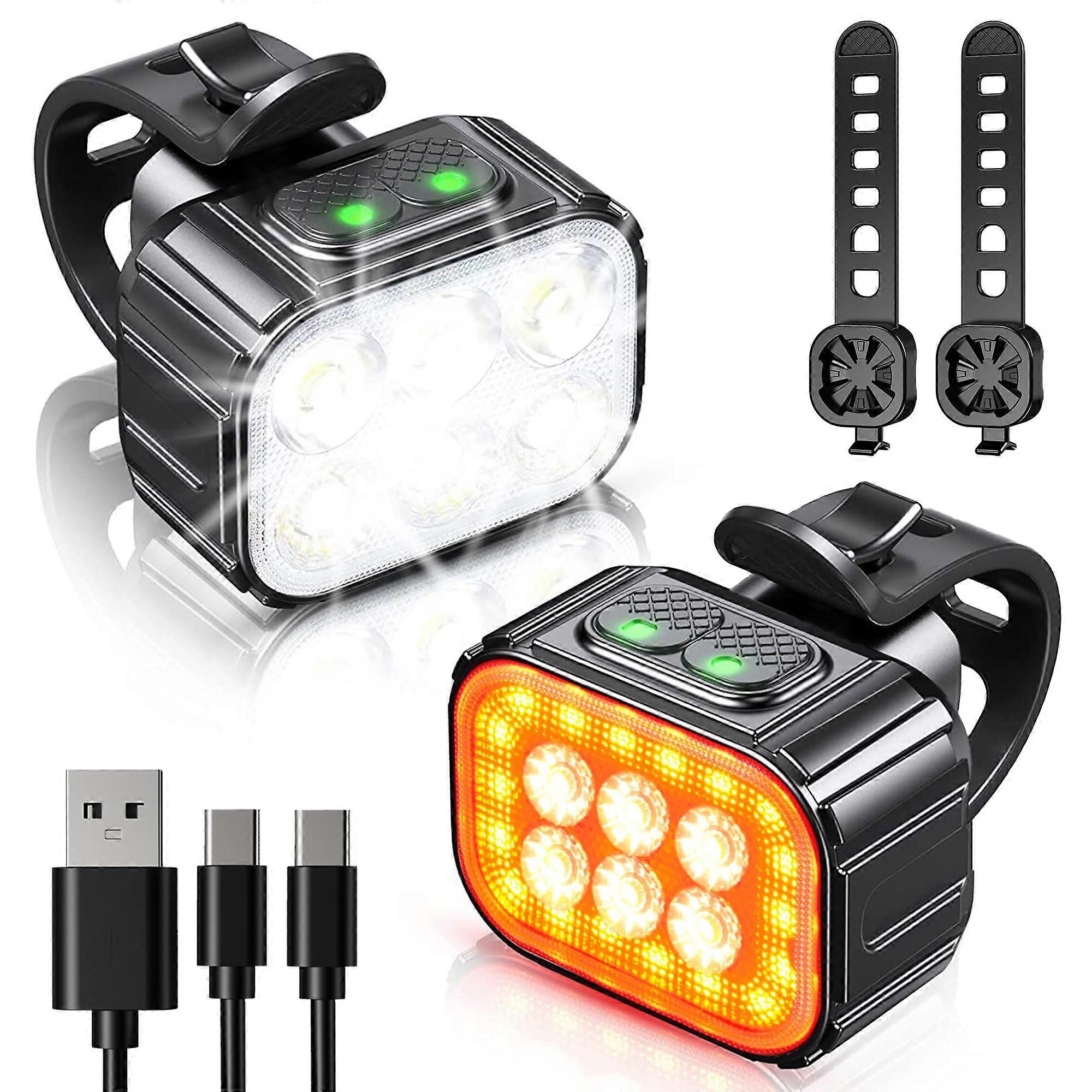 Bicycle front and rear lights set